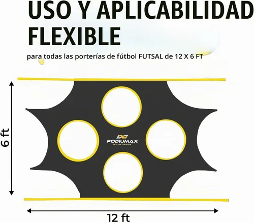 Vista 4 de PodiuMax Soccer Net, with 10 Highlighted Scoring Zones, Portable Soccer Field Equipment, Backyard Shooting Training Football Goal Net