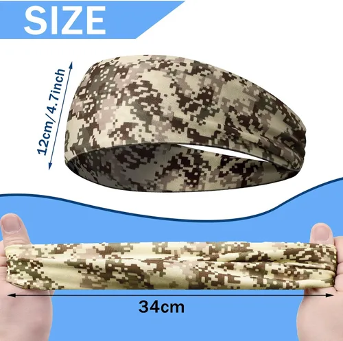 Vista 3 de 9 diademas deportivas para hombres, cintillo de camuflaje que absorbe el sudor, banda ancha para el sudor para la cabeza, baloncesto, fútbol