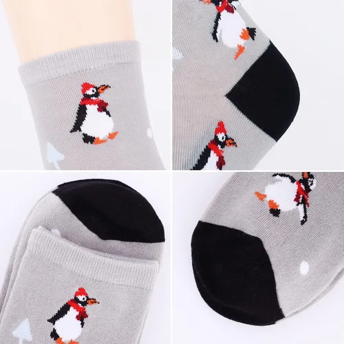 Vista 3 de Jeasona Calcetines de cerdo Boston Terrier con hongos y girasoles para mujer, regalos para mujer