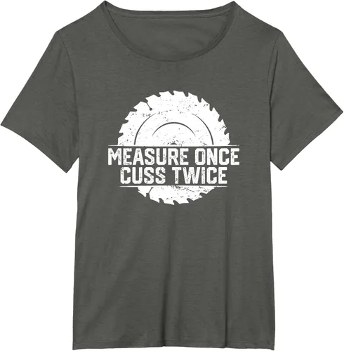 Vista 39 de Measure Once Cuss Twice, divertida camiseta de regalo para carpintería, Negro, S
