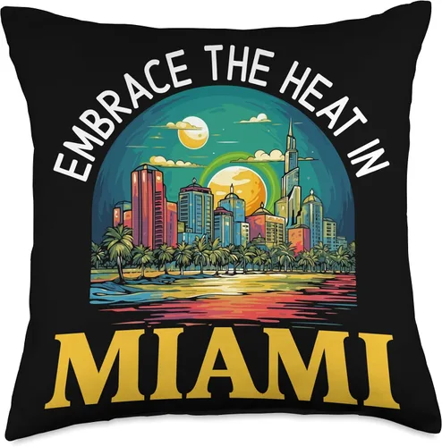 Vista 4 de Miami City Florida USA SteMi Apparel Miami City Florida USA America United States Throw Pillow, 16x16, Multicolor