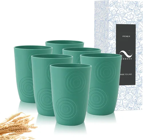 Vista 20 de PYRMONT Juego de 6 tazas de paja de trigo, tazas de café de plástico reutilizables, tazas de té con asas, juego de tazas de 16 onzas para café