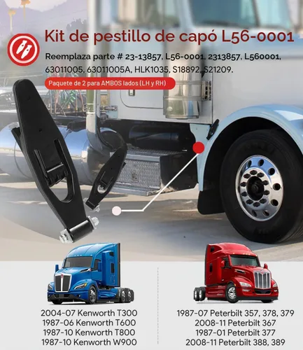 Vista 2 de Paquete de 2 para base de pestillo de campana Peterbilt Kenworth