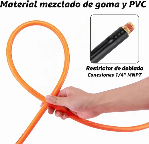 Vista 4 de Kit de accesorios para herramientas neumáticas de 18 piezas con manguera de PVC de 3/8 pulgadas x 25 pies, accesorios de conexión rápida NPT de 1/4