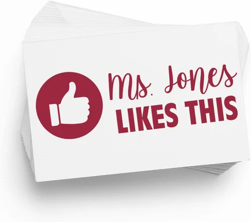 Vista 4 de Sello personalizado de Facebook Thumbs Up, bonito regalo para profesores, hecho a medida, disponible en 11 colores de tinta, tamaño 3/4 pulgadas x