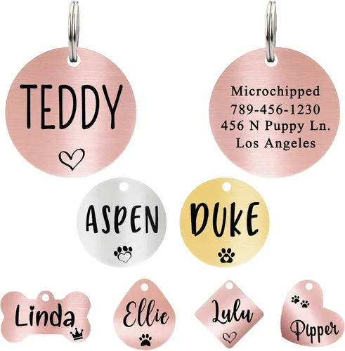 Vista 28 de Ultra Joys Etiqueta de identificación personalizada para perros y gatos