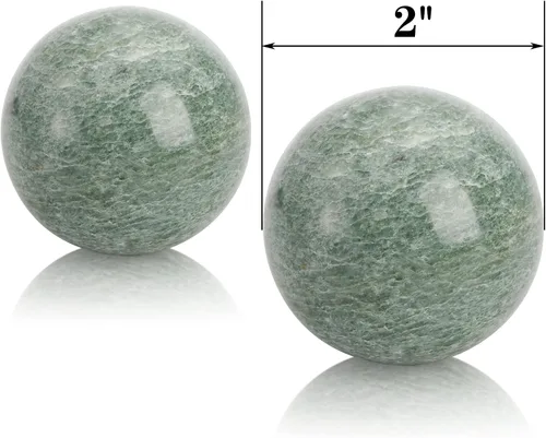 Vista 2 de Lyellfe Juego de 4 bolas Baoding de piedra de mármol, bolas de meditación de 2 pulgadas con caja, pelota de masaje de ejercicio de salud china