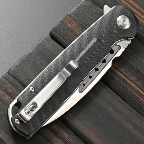 Vista 8 de Sitivien ST131 - Cuchillo plegable, hoja D2 G10, cuchillo de herramientas EDC con bloqueo de forro para acampar al aire libre, senderismo, pesca