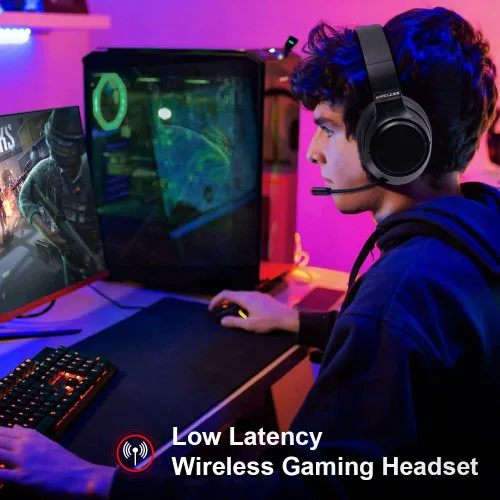 Vista 3 de Golvery Auriculares inalámbricos para juegos de 24 GHz para PS4 PS5 Switch PC auriculares Bluetooth para juegos de baja latencia con micrófono