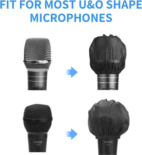 Vista 5 de 120 piezas (60 pares) Fundas desechables para micrófono no tejidas, cubiertas de micrófono envueltas individualmente para cubiertas de micrófono