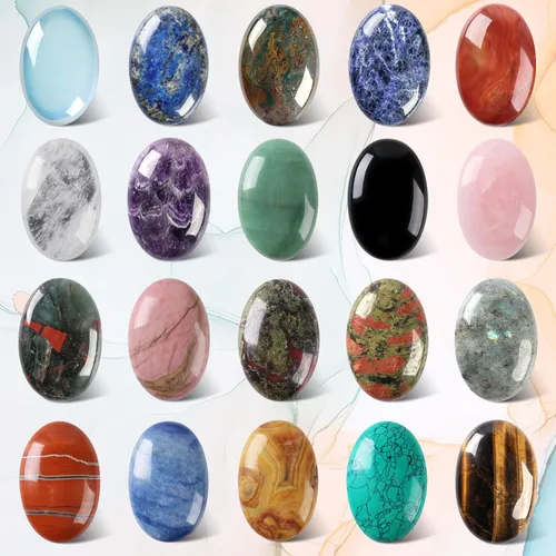 Vista 6 de CASMON Piedra de sangre de África, piedra ovalada de palma, piedra de bolsillo para terapia de alivio de ansiedad y estrés, piedra energética pulida