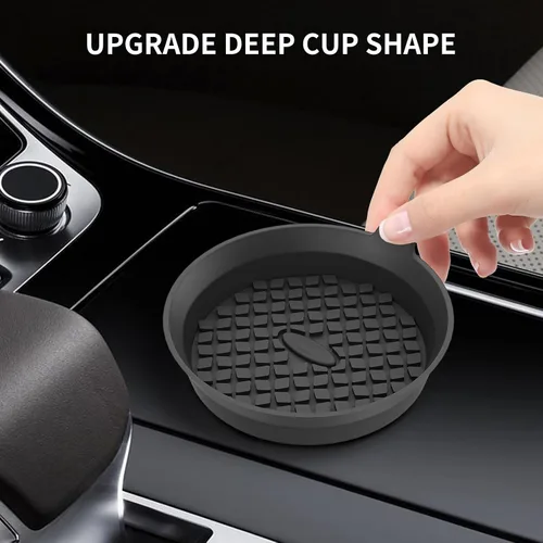 Vista 4 de ME.FAN Posavasos para Portavasos de Coche [Paquete de 4] Alfombrillas de Silicona para Tazas, Accesorios Interiores Universales Antideslizantes