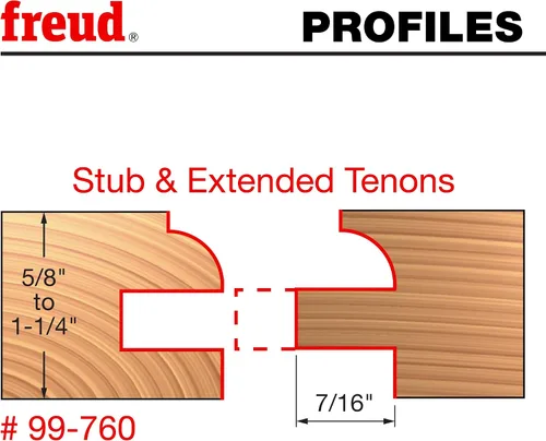Vista 3 de Freud 99-760: Riel ajustable Premier de 1-11/16" (diámetro) y broca ajustable con vástago de 1/2" (redonda), longitud total de 3-3/4
