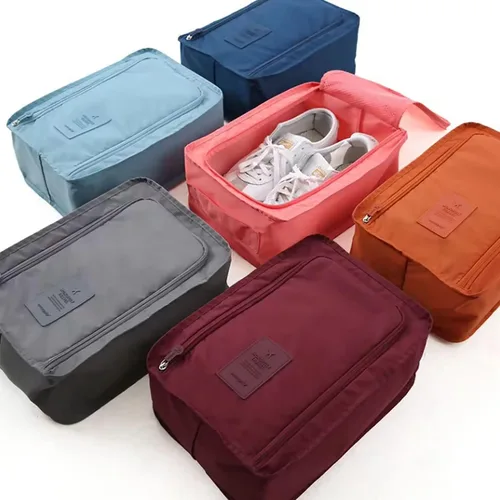 Vista 6 de Bolsa de viaje para zapatos de 3 piezas, organizador plegable impermeable para zapatos, artículos esenciales de viaje para volar, bolsa de viaje