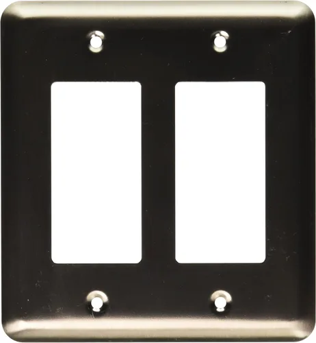 Vista 7 de Amerelle Devon Round Corner Single Rocker/Single Duplex Placa de pared de acero en níquel cepillado