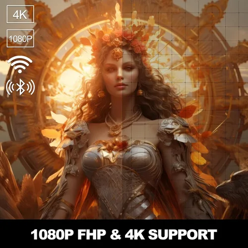 Vista 2 de Mini proyector con WiFi6 y Bluetooth, proyector portátil de películas para el hogar inteligente 4K 1080P, proyector inteligente giratorio de 180°