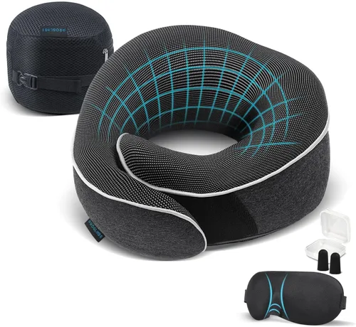 Vista 9 de Proglobe Almohada ortopédica para el cuello, almohadas cervicales de viaje para aviones, kit de espuma viscoelástica, soporte para la cabeza
