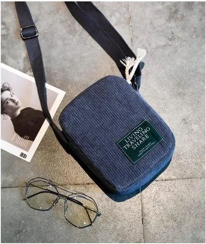 Vista 4 de Bolso bandolera pequeño de pana para hombre, bolso cruzado para mujer, bolso cruzado estético