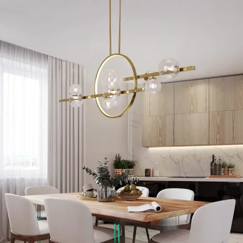 Vista 3 de Luces de isla de 10 luces para cocina, candelabros modernos para comedor, iluminación de isla de cocina, lámpara colgante lineal con varillas