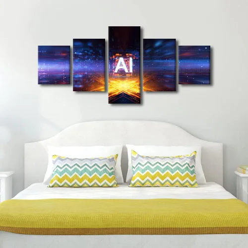 Vista 4 de TUMOVO Arte de pared para oficina C, almacenamiento, imágenes, impresión en lienzo, placa de circuito, tecnología de decoración del hogar, arte
