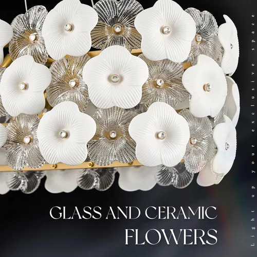 Vista 4 de Lámpara de araña moderna de cristal con 8 luces doradas de 36