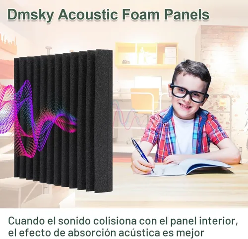 Vista 4 de 50 paquetes de paneles de espuma acústica, paneles de espuma insonorizante de 5 x 30.5 x 30.5 cm, paneles de absorción de sonido de alta densidad