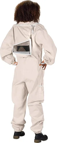 Vista 3 de Bees & Co U75 Traje de apicultor de algodón natural con velo cuadrado, XXL, beige