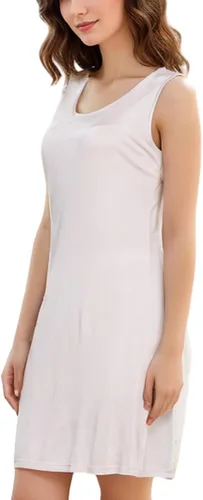 Vista 2 de Camisones de seda para mujer, ropa de dormir de seda pura sin mangas, camisa de noche suave para dormir