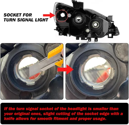 Vista 3 de Conjunto de faros SOCKIR para 2013-2016 Mazda CX-5 con bombillas, faro de proyector halógeno de reemplazo, lado izquierdo del conductor