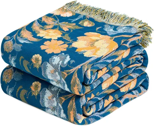 Vista 48 de LUTBM Manta bohemia para sofá de 50 x 60 pulgadas, 100% algodón, suave Animal-pájaro-a
