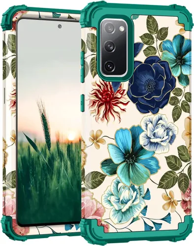 Vista 43 de Hocase Funda para Galaxy S20 FE 5G, Protección resistente a prueba de golpes, goma de silicona suave + parachoques de plástico duro, funda