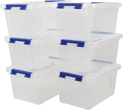 Vista 8 de Mini contenedor de plástico de 2 L, caja de almacenamiento transparente, juego de 6
