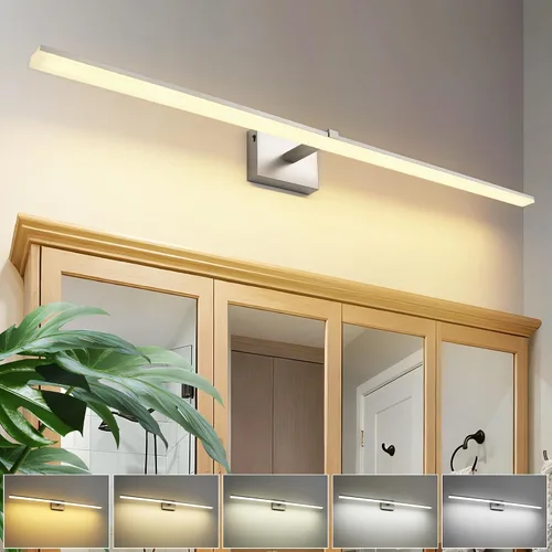 Vista 21 de Luz de tocador de baño negra de 32 pulgadas, LED moderna, 3CCT, regulable, 24 W, luminarias de baño sobre espejo 3000 K/4500 K/6000 K, 3