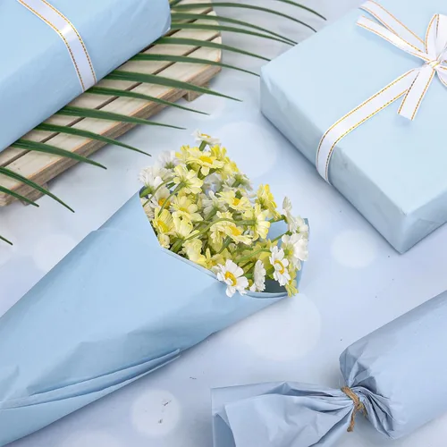 Vista 3 de Whaline 90 hojas de papel de seda azul polvoriento, papel de regalo azul degradado de 13.7 x 19.6 pulgadas, 6 colores sólidos para manualidades