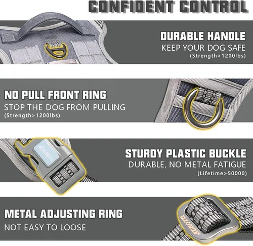 Vista 7 de Auroth Arnés táctico para perro con correa resistente de 6 pies y collar reflectante para perros medianos y grandes