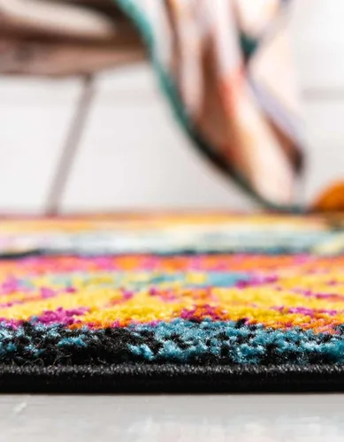 Vista 5 de Unique Loom colección Lyon - Alfombra Kennedy (2 x 3 pies 1 pulgada, Rectangular, Negro/Verde)