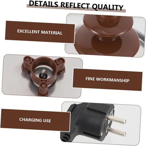 Vista 6 de FUOYLOO Máquina de fuente de fondue de chocolate con diseño resistente a la temperatura para fiestas y reuniones familiares para galletas, fresas