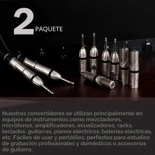Vista 7 de Adaptador de audio de micrófono XLR a 1/4 de 0.250 in, divisor TRS a XLR hembra, conector estéreo de 0.250 in a convertidor de guitarra de 3 pines
