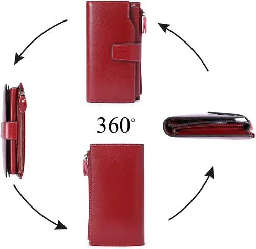 Vista 5 de SENDEFN - Cartera de cuero para mujer portatarjetas con bloqueo RFID monedero para mujer con cierre