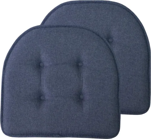 Vista 16 de Sweet Home Collection - Cojín de asiento de espuma viscoelástica y respaldo de caucho antideslizante con capitoné para silla, cojín en U, 17x16 Gris