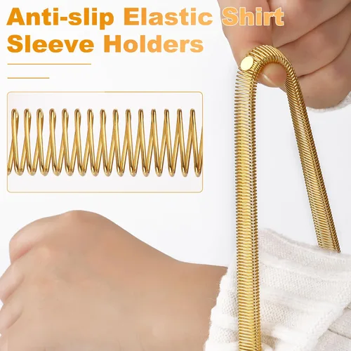 Vista 22 de Coolrunner 6 piezas antideslizantes elásticos para camisas de manga de brazaletes metálicos para ligas elásticas de banda