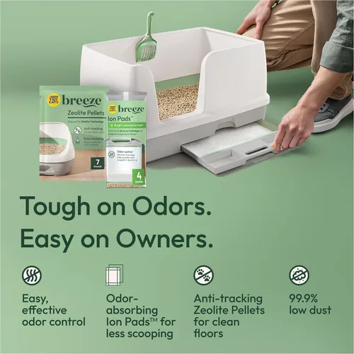Vista 3 de Purina Tidy Cats - Sistema de arena para gatos, Breeze XL todo en uno con control de olores y fácil de limpiar, no aglutinante, caja de 18 libras