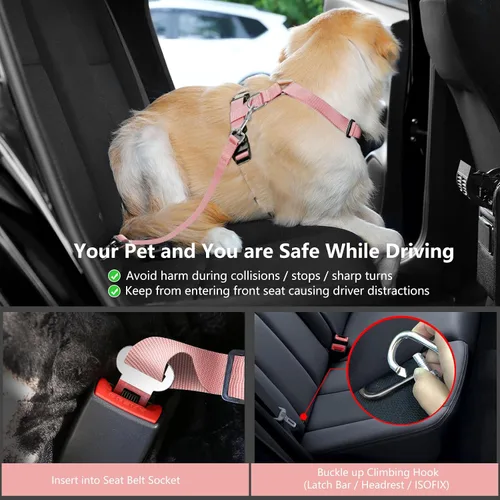 Vista 9 de VavoPaw Cinturón de Seguridad para Perros, Chaleco de Seguridad Arnés para Perros para Automóvil con Hebilla Ajustable Cinturón de Seguridad