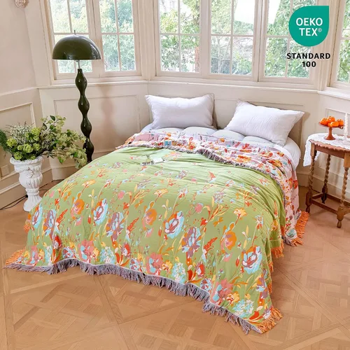 Vista 76 de MSGKV - Manta bohemia/primaveral de algodón para sofá y sala de estar, de gasa acogedora, de 50 x 60 pulgadas 50"x60" Cotton Throw, Woven Bird