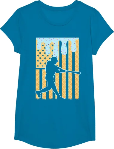 Vista 82 de Camiseta de béisbol Drip Boys Dripping Ice Cream Baseball American Flag, Negro -, Pequeña