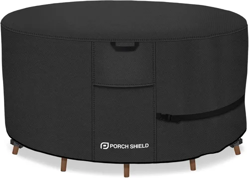 Vista 11 de Cubierta de mesa de patio Porch Shield - Funda impermeable para juego de mesa y sillas de comedor al aire libre cuadrada - 55 x 55 pulgadas, negra