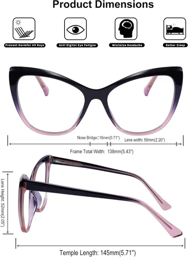 Vista 6 de FEISEDY Trendy Cateye TR90 bloqueo de luz azul bisagras de resorte gafas de computadora mujeres B2676
