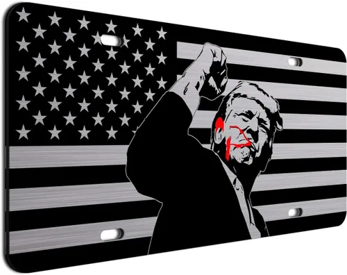 Vista 25 de JASS GRAPHIX Placa de matrícula personalizada con la bandera estadounidense de línea amarilla, homenaje personalizado a despachadores y operadores