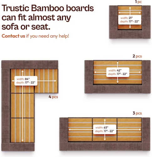 Vista 5 de Soporte de cojín de sofá para asiento caído [22 x 63], protector de sofá, solución de hundimiento, insertos de tablero de bambú ajustables debajo