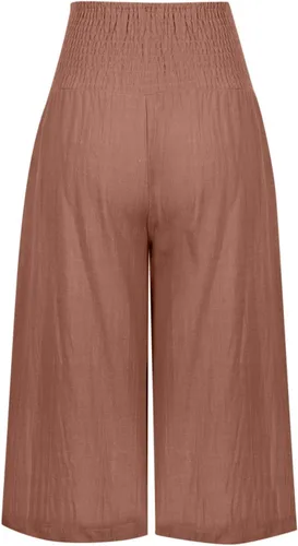 Vista 4 de Pantalones cortos largos para mujer, por debajo de la rodilla, talla grande, casual, de verano, ajuste holgado, pantalones cortos largos con cintura